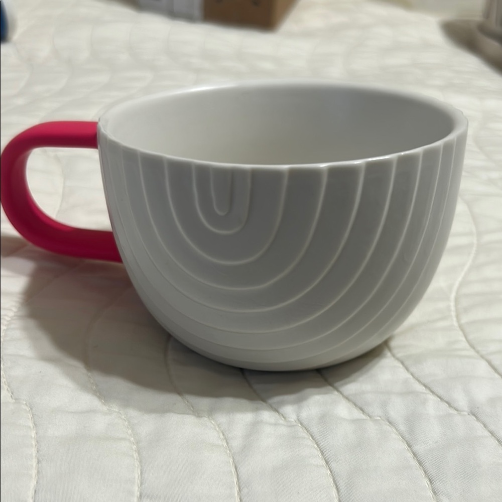 Starbucks White and Pink Ceramic Mug with Modern Design
